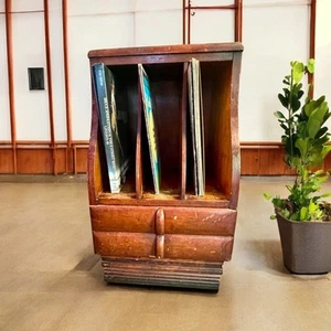 Vintage Mid Century Vinyl Record Holder End Table-Art Deco Style-Retro-MCM Wood - Picture 1 of 11