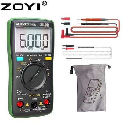 ZOYI ZT-102L Digital Multimeter TRMS 6000 Counts LCR Meter Inductance Tester - Image 1 of 4
