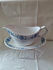 Vintage Alfred Meakin Gravy Boat And Drip Plate Glo-white Ironstone Pinwheel - Picture 1 of 5