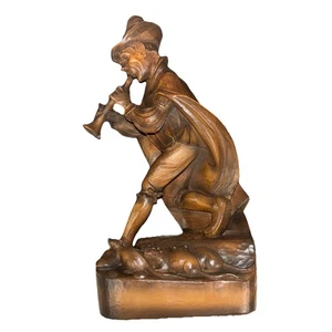 Figura vintage de flautista de madera tallada a mano de ANRI - Imagen 1 de 3
