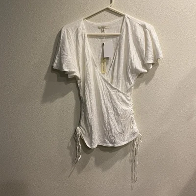 Blusa Max Studio Talla M Marfil Mezcla Poliéster Imitación Envolvente con Corbatas Foto 1 de 4