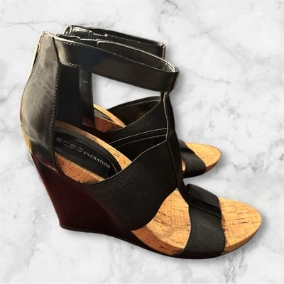 Sandalias 7.5 BCBG Max Azria BCBGeneration Tacón con Cremallera BARLEE Correa de Cuña!! Foto 1 de 4