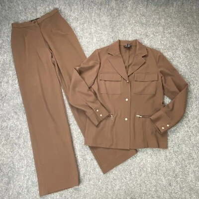 De Colección Y2K Diálogo Pantalón Mujer 4 Marrón 2 piezas Pierna Recta Carrera Minimalista Retro Foto 1 de 4