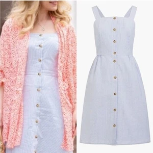 J. Crew Seersucker Striped Sleeveless Button Down Sheath Dress Coastal Blue 6 - Picture 1 of 10