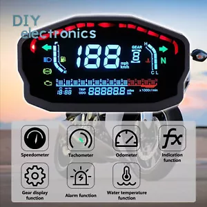 Motorcycle Bike ATV LCD Speedometer Digital Odometer Oil Level Gauge US - Foto 1 di 11