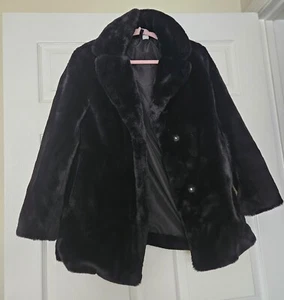 Gebrauchter schwarzer flauschiger Mantel von H&M Division Größe XS - Bild 1 von 9