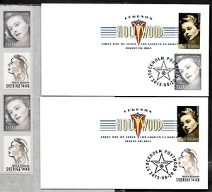 MOVIE STAR INGRID BERGMAN SWEDEN SVERIGE 14KR STAMP STRIP + 2 USA 1ST DAY COVERS - Picture 1 of 3