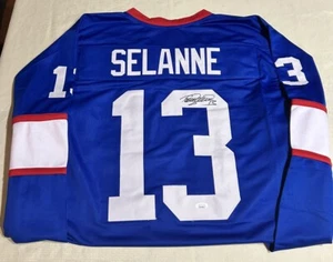Teemu Selanne auto Autographed Custom Hockey Jersey JSA size XL - Picture 1 of 2