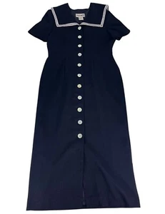 Vestido midi para mujer Plaza South con botones delanteros 8 azul marino cuello manga corta - Imagen 1 de 7