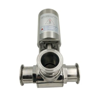 2'' Φ51 L Type 3-Way Sanitary Tri Clamp Pneumatic Ball Valve Stainless Steel 304 - Image 1 of 4