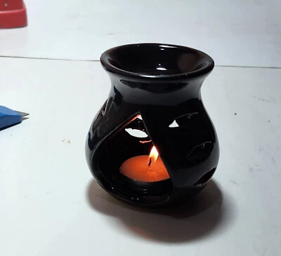 Quemador de aroma accionado por vela de arcilla cerámica Pure Source India (negro; 9 cm) Foto 1 de 4