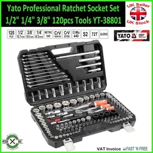Yato Profi Ratschen Steckschlüsselsatz 1/2" 1/4" 3/8" 120tlg Werkzeuge YT-38801 - Bild 1 von 5