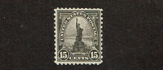 1931 U.S.CLASSIC 15c Gray Statute of Liberty Rotary p.11x10 1/2 Sc#696 M/H/OG * - Image 1 of 1