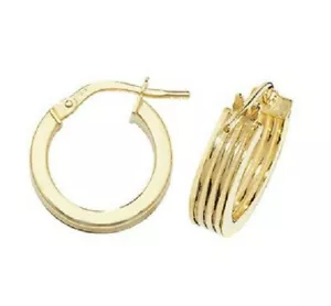 PENDIENTES DE ARO HUGGIE ACANALADOS DE 14 MM EN ORO AMARILLO DE 9 QUILATES - Imagen 1 de 5