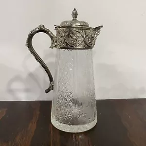 Decantador de uvas Baco vintage placa de plata cristal clareta/jarra de vino ENVÍO GRATUITO - Imagen 1 de 11