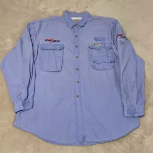 Hook & Tackle Shirt Men's XL Blue Vented Long-Sleeve Bull Fishing ESPN Xtreme - Picture 1 of 17