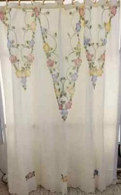 Cascade Floral Airbrushed Scalloped Cutout Bathroom Ensemble Attached Valance - Image 1 of 4