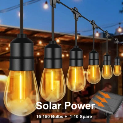 15M-150M Dual USB & Solar Powered LED Bulbs Festoon Lights Outdoor Camping Patio - image 1 of 4