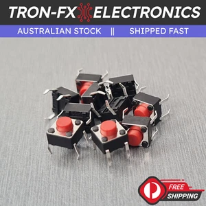 10Pcs 6x6x5mm Red SPST Momentary PCB Mount Tactile Switch 4 Pin - Picture 1 of 6