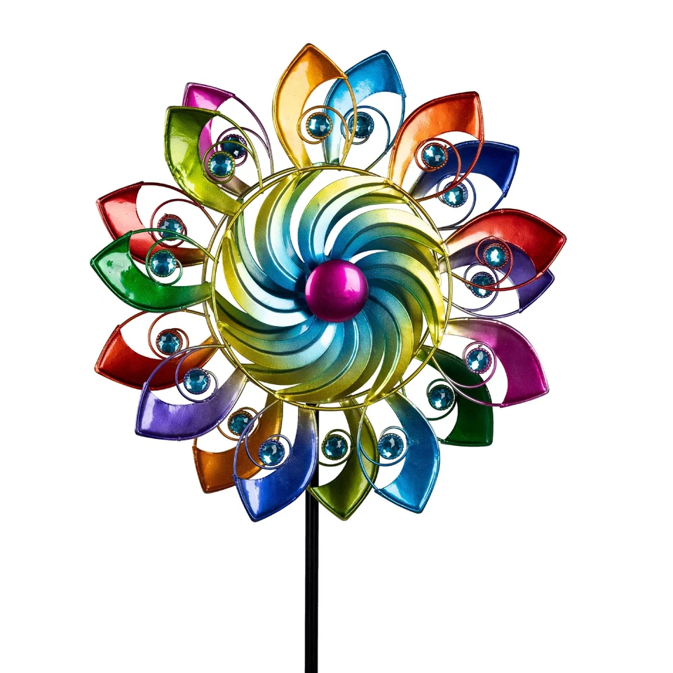 Windrad Gartenstecker COLOR STONES H. 124cm D. 34cm Metall Formano Garten S25 - Bild 1 von 1