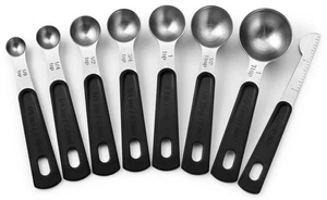 Stainless Steel Magnetic Measuring Spoons Set of 8 with Leveler, Round Metal ... - Picture 1 of 8