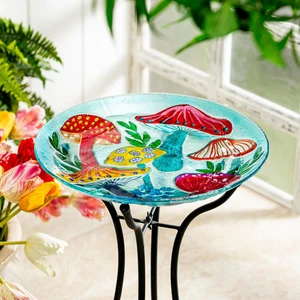 Garden of Wonder Birdbath, Glass Mushroom Group, 18" - Picture 1 of 1