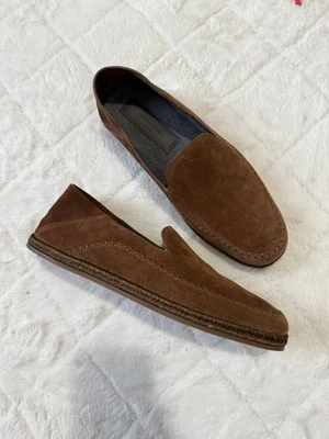 Ermenegildo Zegna Suede Leather Loafers Size 9 Made In Italy Brown - Image 1 of 4
