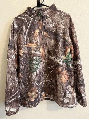 Realtree Camo Fleece Mens Zip Up Pullover 1/4 Quarter Zip Hunting Outdoor Large - Image 1 of 4