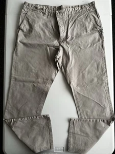Men's Green Racing Chino Trousers 40R Stone Straight Leg Fit 34” Leg Smart Indie - Picture 1 of 5