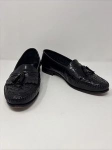 Giorgio Brutini LE GLOVE Size 11D Black Tassel Woven Loafers Leather Brazil - Picture 1 of 15