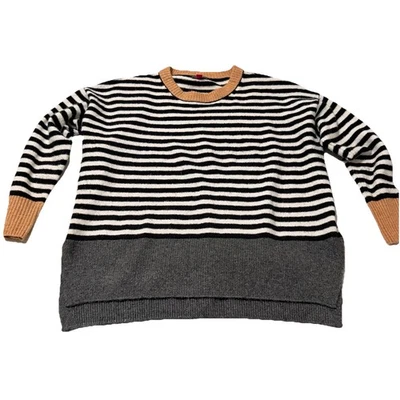 Suéter para mujer Vince Camuto M colorblock pulóver negro gris hombros extendidos Foto 1 de 4