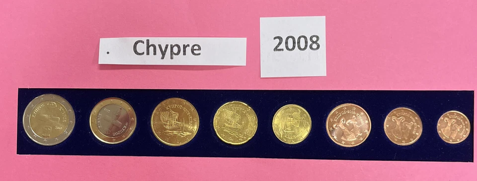 Série de 8 pièces Chypre 2008 de 1 cnt à 2 euros Neuve 🇨🇾 - Photo 1/1