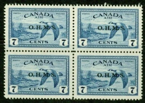 CANADA- 1946 -  « OHMS » BLOCK OF 4 - VF  ** & VF* - Picture 1 of 1