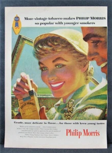 Vintage 1950's Philip Morris Cigarettes Magazine Ad Full Page Snap Open Pack - Picture 1 of 1
