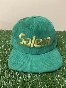 Vintage 80s Salem Cigarettes Hat Advertising Promotion Green Corduroy SnapBack - Picture 1 of 10