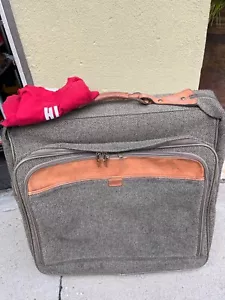 Vintage Hartmann Rolling Pullman Luggage 26" Gray Tweed Suitcase Leather Accents - Picture 1 of 9