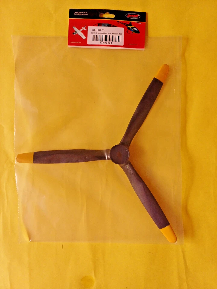Dynam 11x7x3 T28 Spitfire P51 Propeller Yellow DY53494 for RC Model Planes - Image 1 of 3