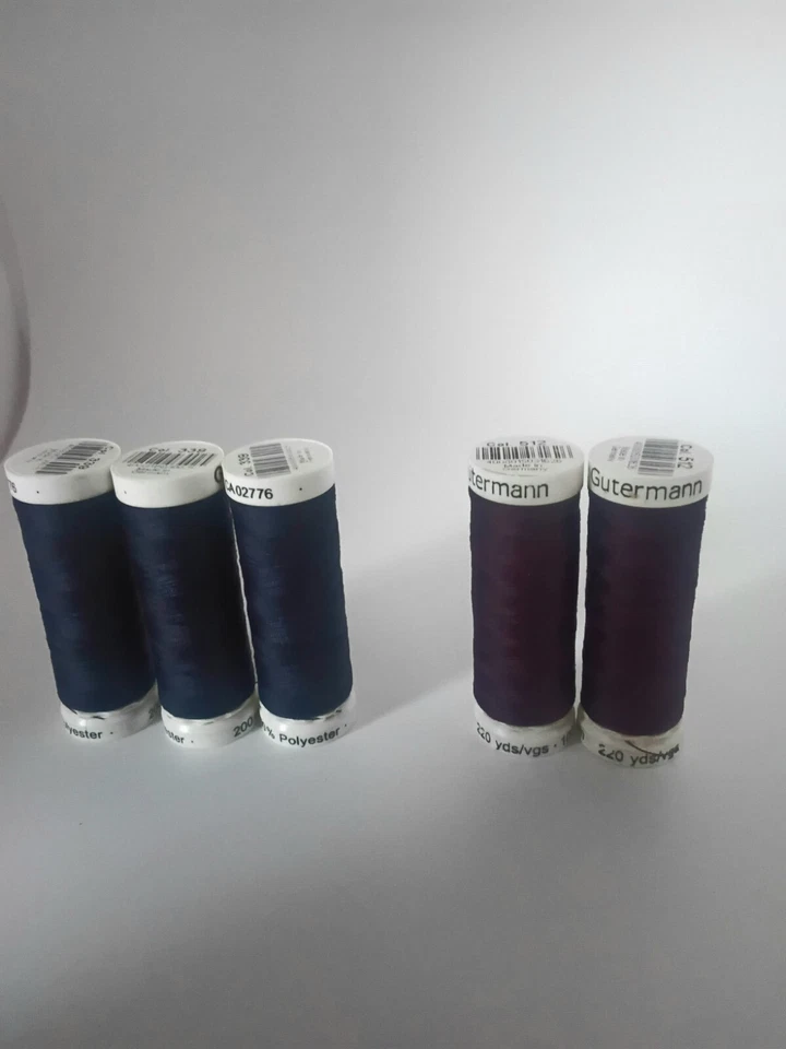 Restposten - 5x Gütermann Allesnäher Nähgarn 200m Marine Aubergine - Bild 1 von 1