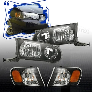 Black Headlights w/Corner Signal Lamps L+R Set 4pcs For Toyota Corolla 2001-2002 - Picture 1 of 10