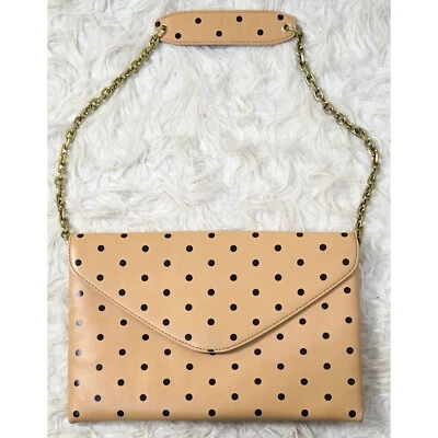 Bolso de hombro de cuero J Crew negro tostado sobre de lunares bolsillos sin asas Foto 1 de 4