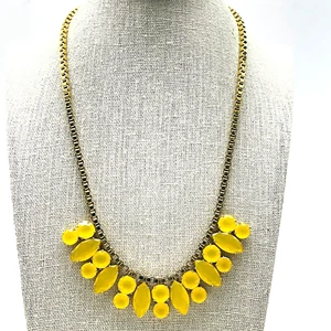KATE SPADE Yellow Beaded Necklace Gold Tone Box Chain Ethnic Native Tribal - Picture 1 of 7