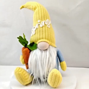 Frühling Ostern Plüsch 16 Zoll Wichtel Wohndeko gelber Hut Karotte gewichteter Boden - Bild 1 von 8