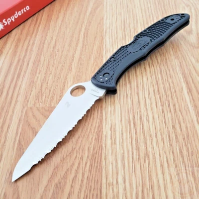 Cuchillo Plegable Spyderco Pacific Salt 2 3.75" H2 Hoja de Acero Negro Mango FRN Foto 1 de 4