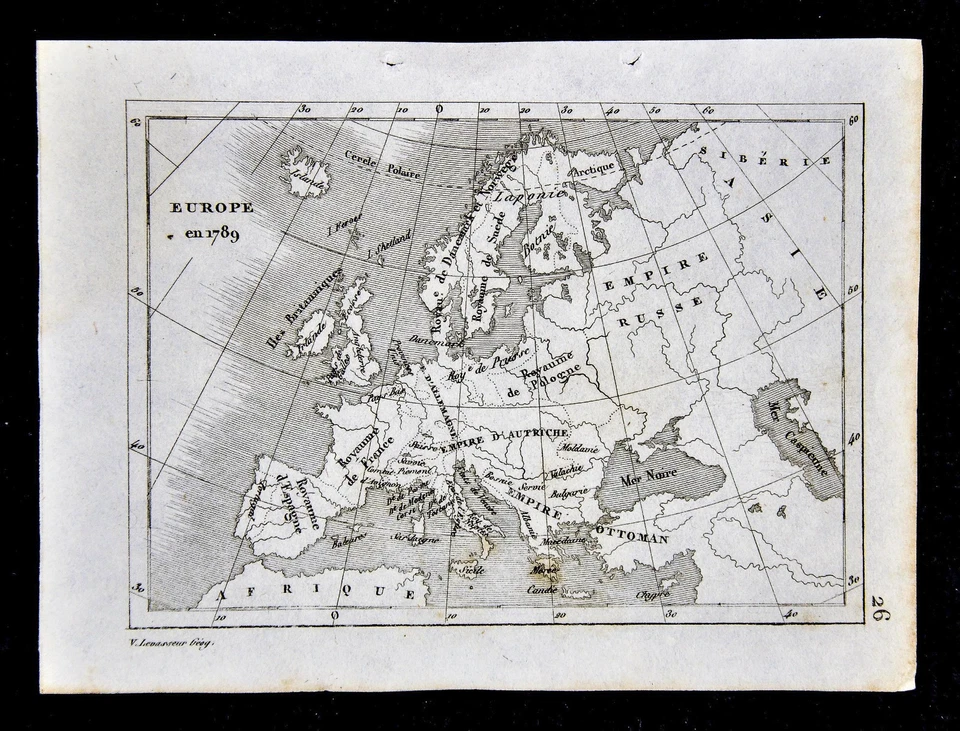 c. 1835 Levasseur Map - Europe in 1789 - French Revolution Ottoman Empire Spain - Image 1 of 1