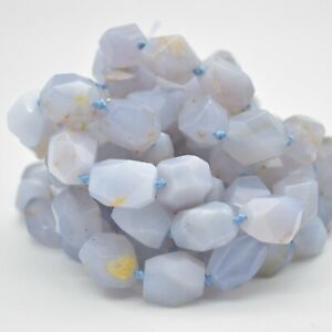 Blue Chalcedony Gemstone Faceted Nugget Beads - 16mm - 18mm - 15.5"