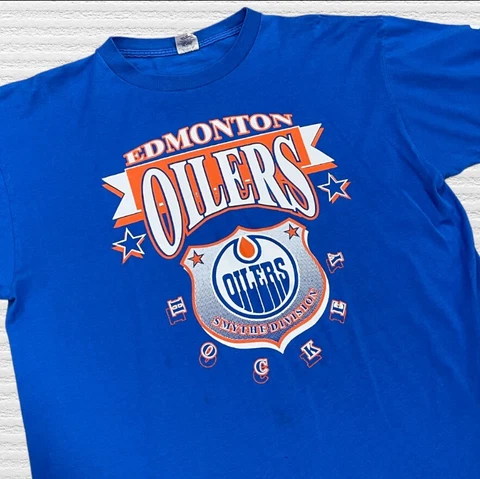 Edmonton Oilers Team Hockey Logo Division 1991 Vintage T-Shirt Gift For Fans Cover