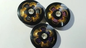 3pcs multi-colored 27mm bundle of resin buttons special vintage buttons - Picture 1 of 6