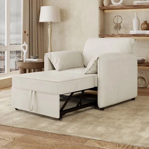 Convertible Pull Out Sofa Bed, 3-in-1 Convertible Sleeper Chair Adjustable Backr - Picture 1 of 12