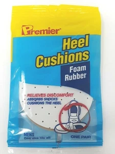Heel Cushions SHOE PADS 2 FOAM RUBBER CUSHIONS PREMIER Absorbs Shock BRAND NEW - Picture 1 of 3