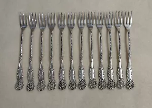 Set Of 12 La Reine By Reed &Barton Sterling Silver Oyster Forks - Picture 1 of 7